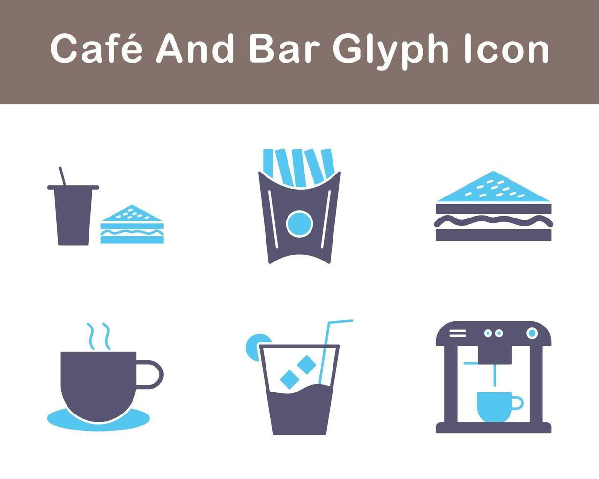 café y bar vector icono conjunto