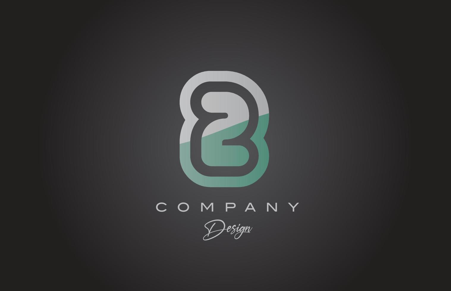 2 green grey number logo icon design. Creative template for company and business vector