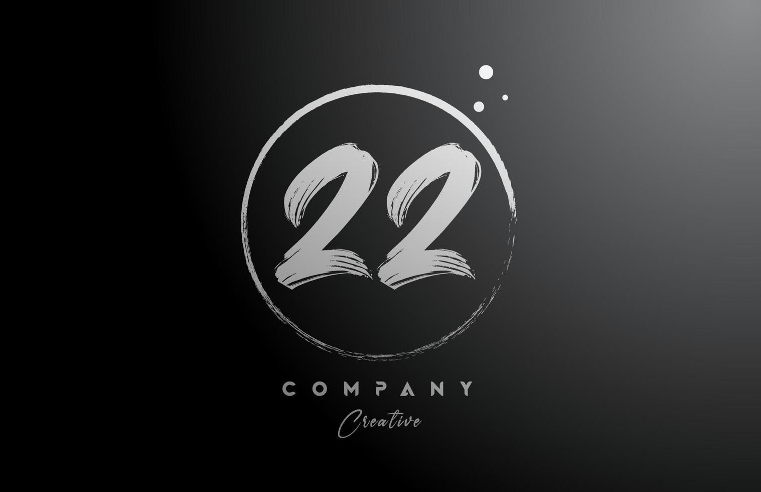 negro blanco 22 número letra logo icono diseño con puntos y círculo. creativo degradado modelo para empresa y negocio vector
