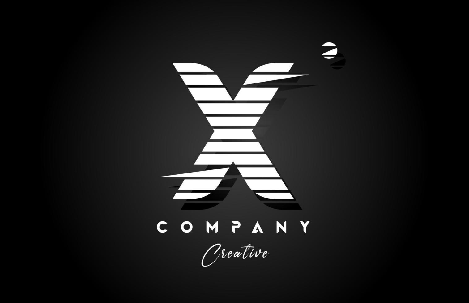 línea X alfabeto letra logo icono diseño con negro y blanco raya y círculo. creativo modelo para empresa y negocio vector