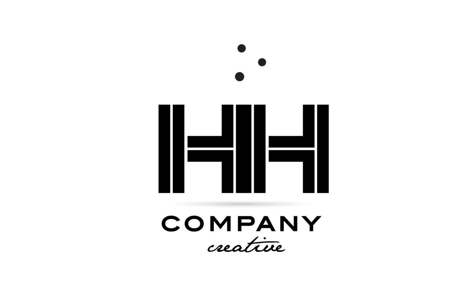 HH black and white combination alphabet bold letter logo with dots. Joined creative template design for company and business vector