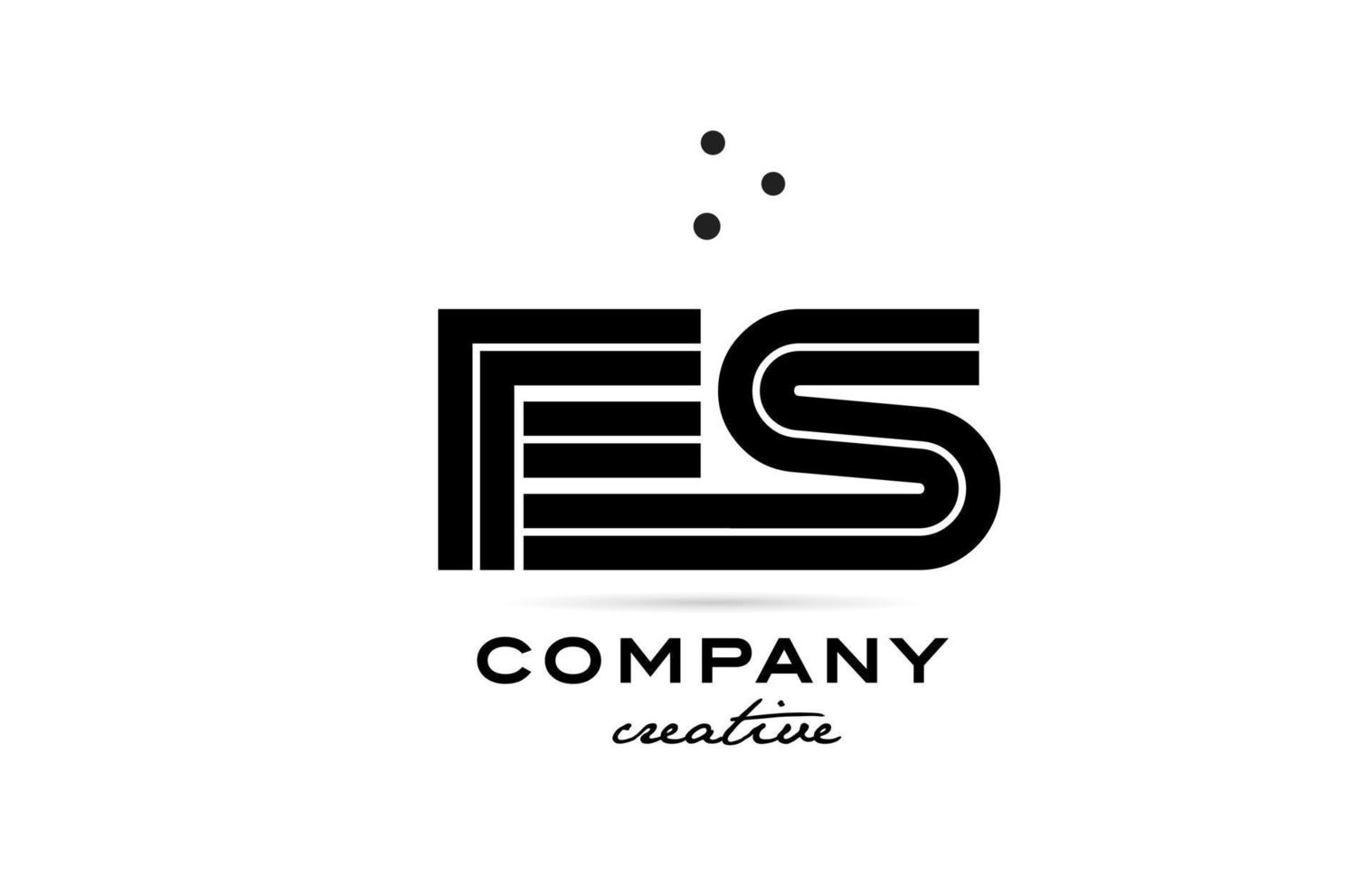 ES black and white combination alphabet bold letter logo with dots. Joined template design for business and company vector