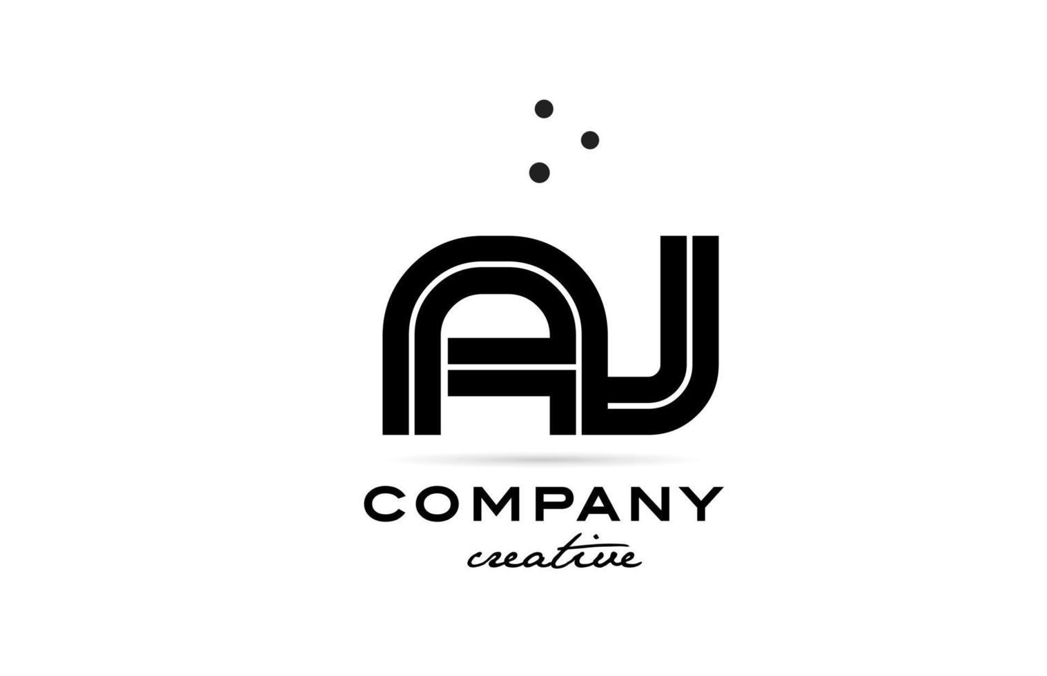 AJ black and white combination alphabet bold letter logo with dots. Joined template design for business and company vector