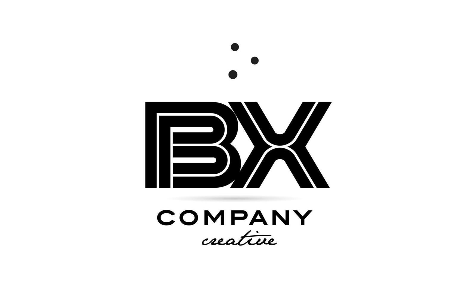 BX black and white combination alphabet bold letter logo with dots. Joined creative template design for company and business vector