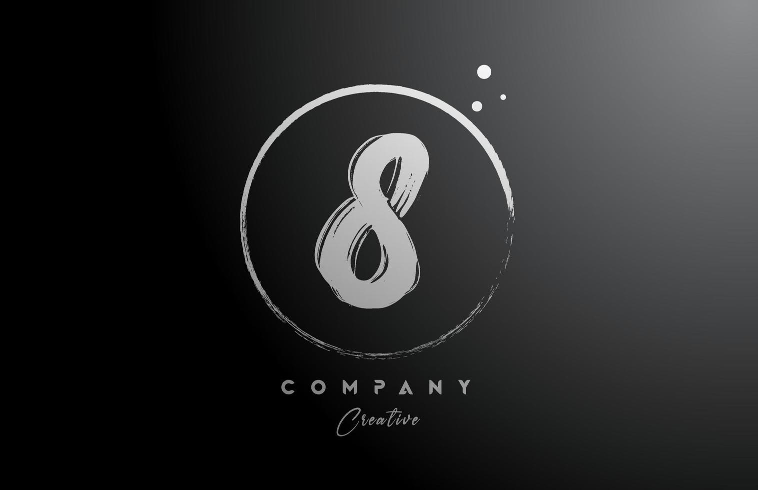 black white 8 number letter logo icon design with dots and circle. Creative gradient template for company and business vector