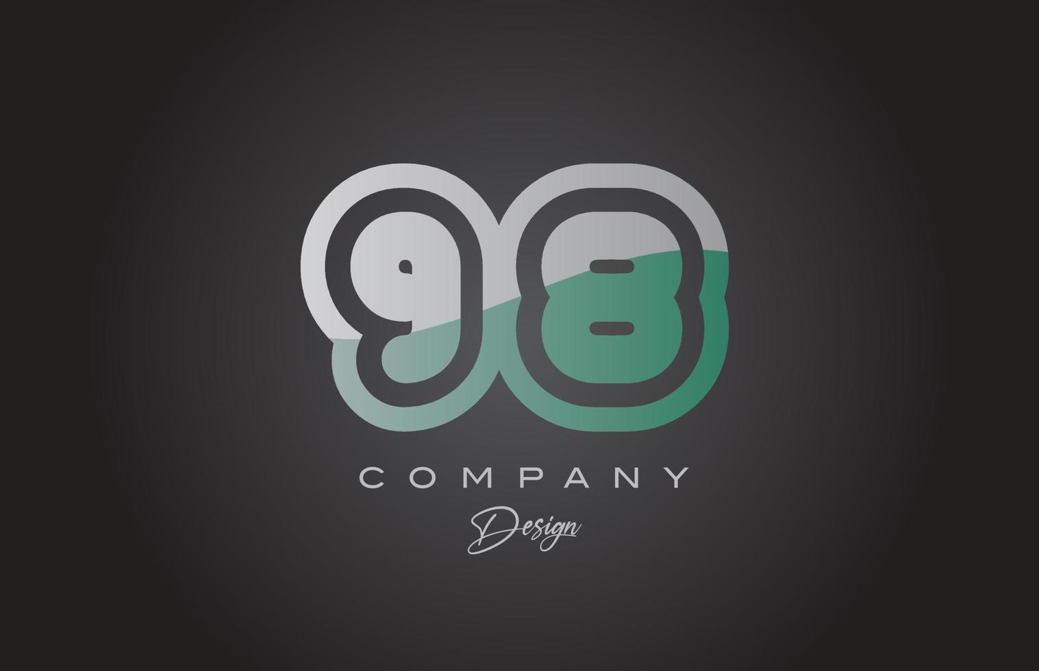 98 verde gris número logo icono diseño. creativo modelo para empresa y negocio vector