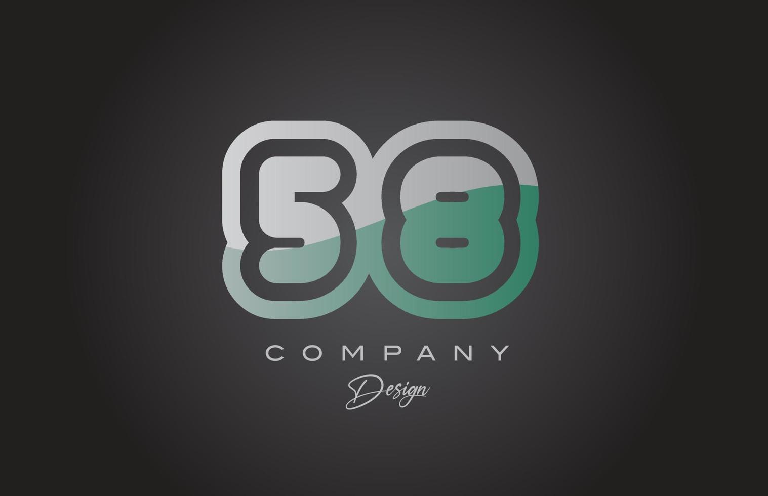 58 green grey number logo icon design. Creative template for company and business vector