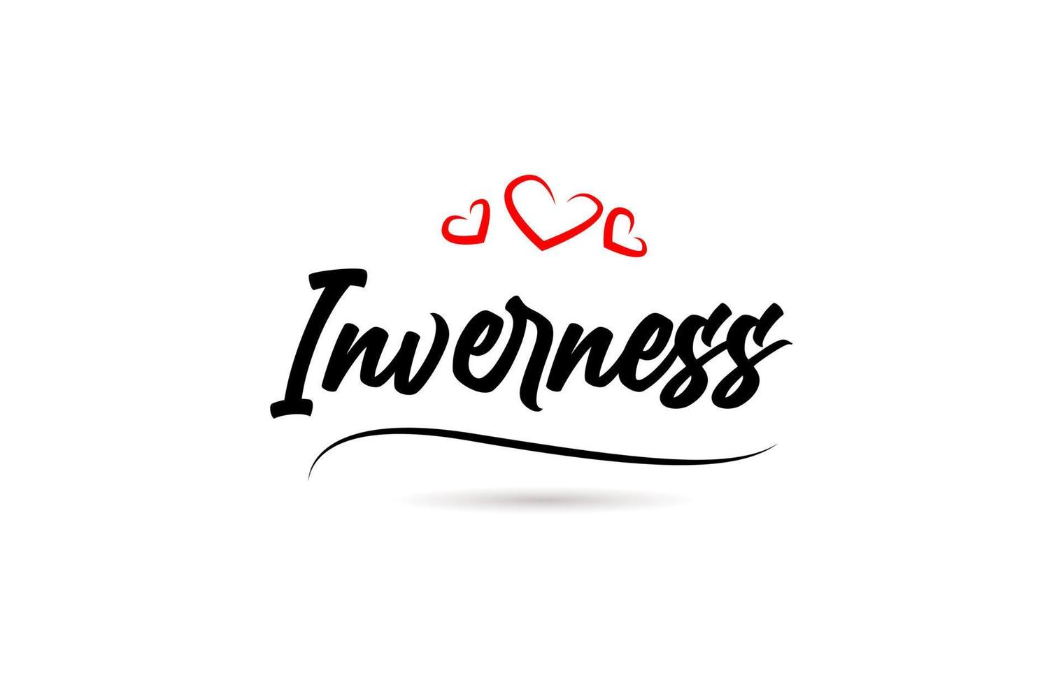 Inverness european city typography text word with love. Hand lettering style. Modern calligraphy text vector