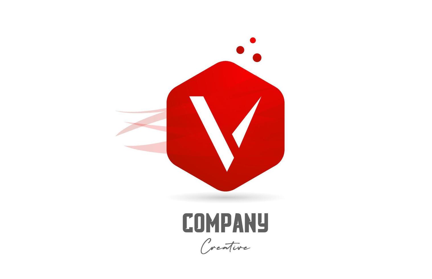 v rojo hexágono letra alfabeto logo icono diseño. creativo modelo para negocio y empresa vector