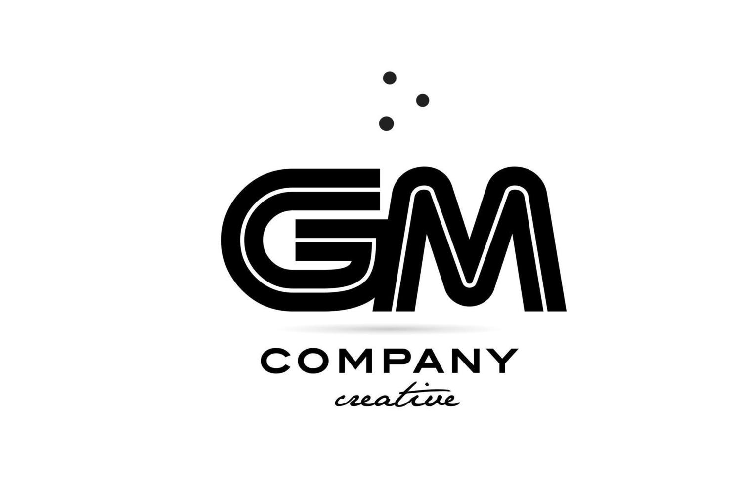 GM black and white combination alphabet bold letter logo with dots. Joined creative template design for company and business vector