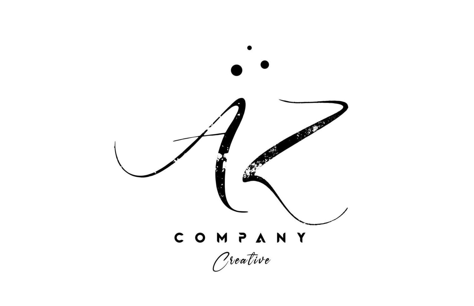 handwritten vintage AZ alphabet letter logo icon combination design with dots vector