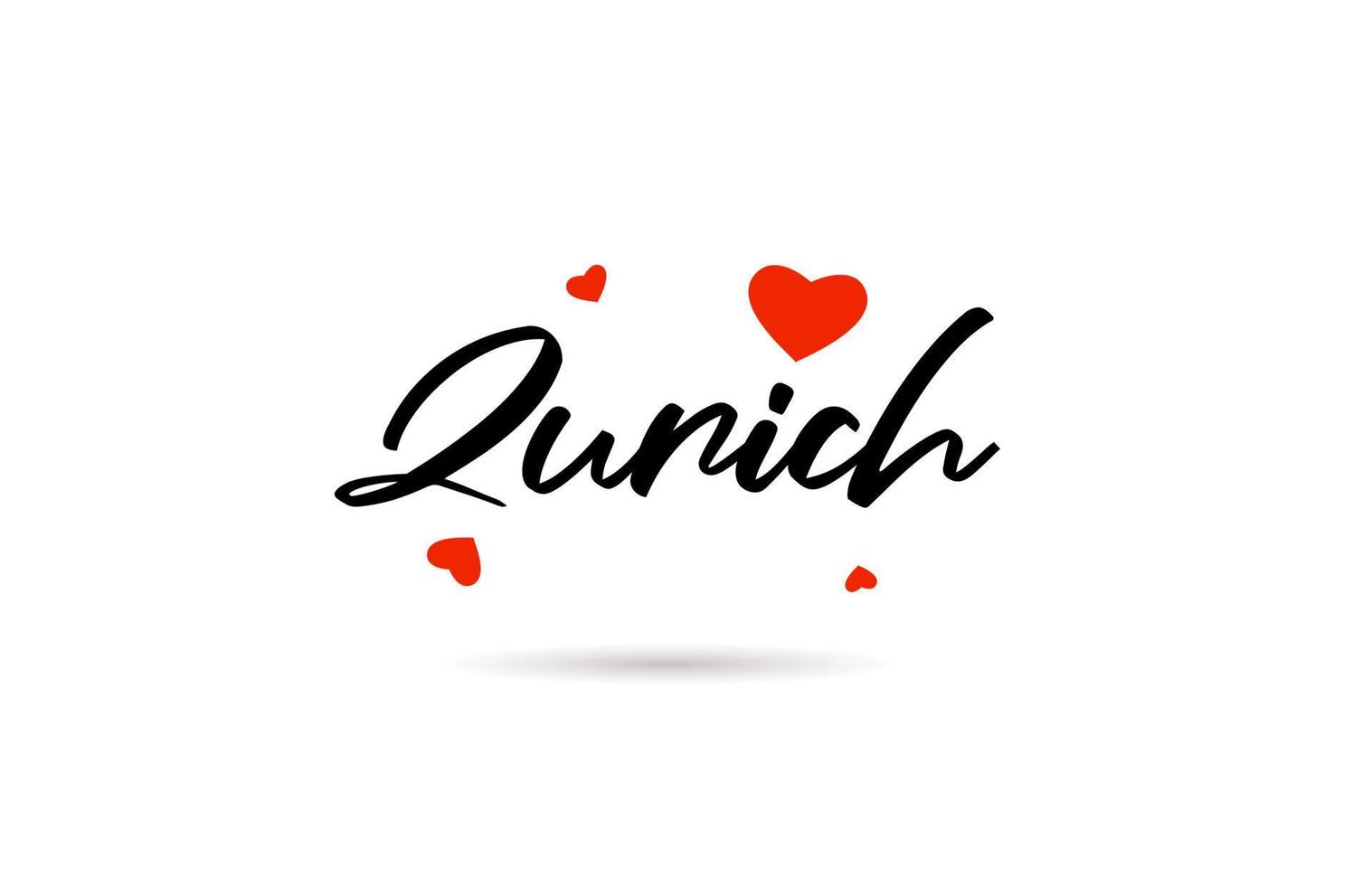 Zurich handwritten city typography text with love heart vector