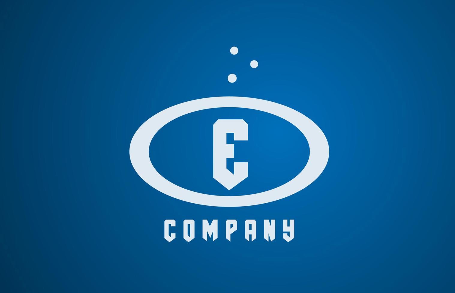 white blue E ellipse alphabet bold letter logo with dots. Corporate creative template design for business and company vector