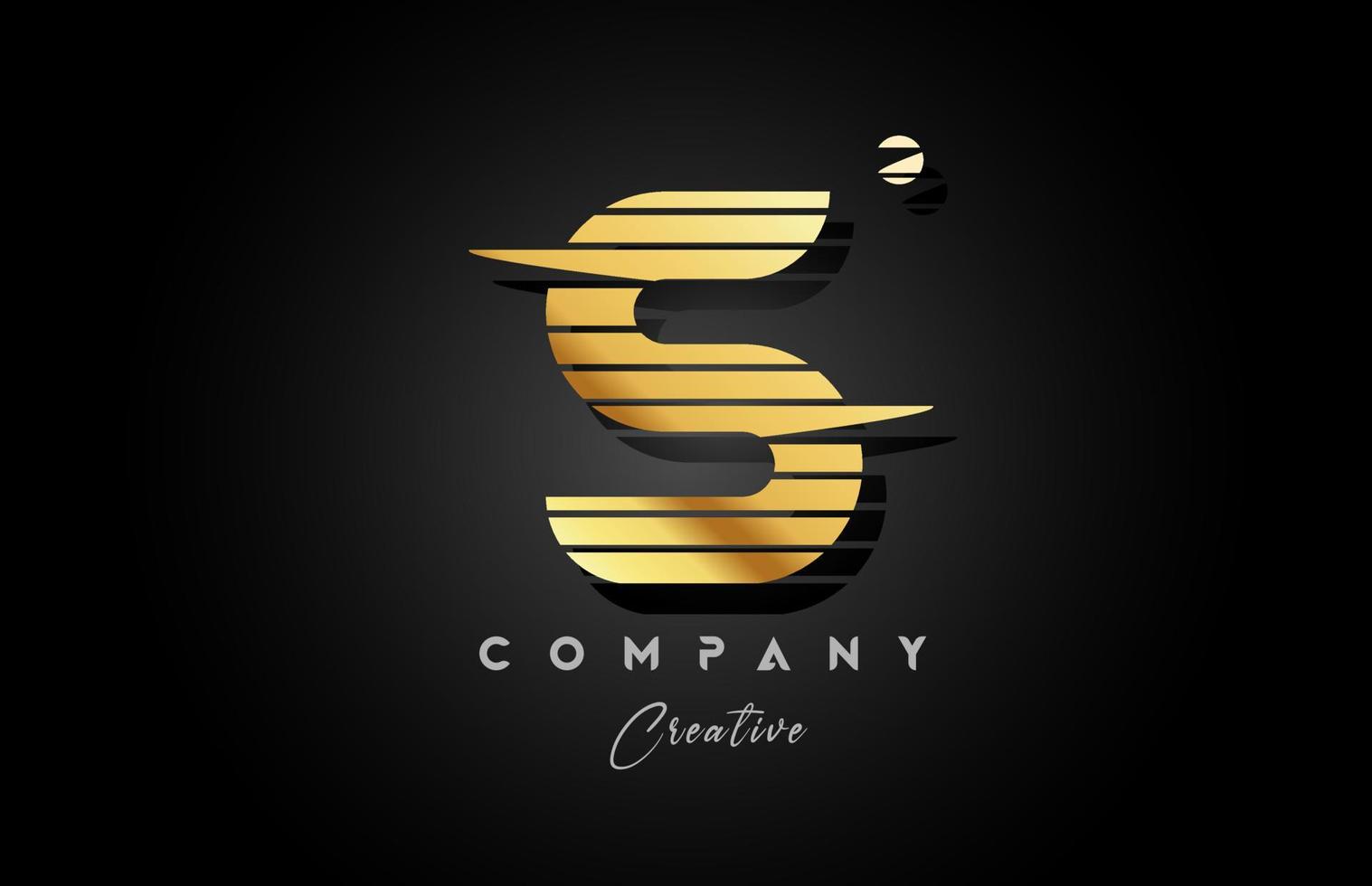 gold golden S alphabet letter logo icon design with line stripe and circle. Creative template for business and company vector