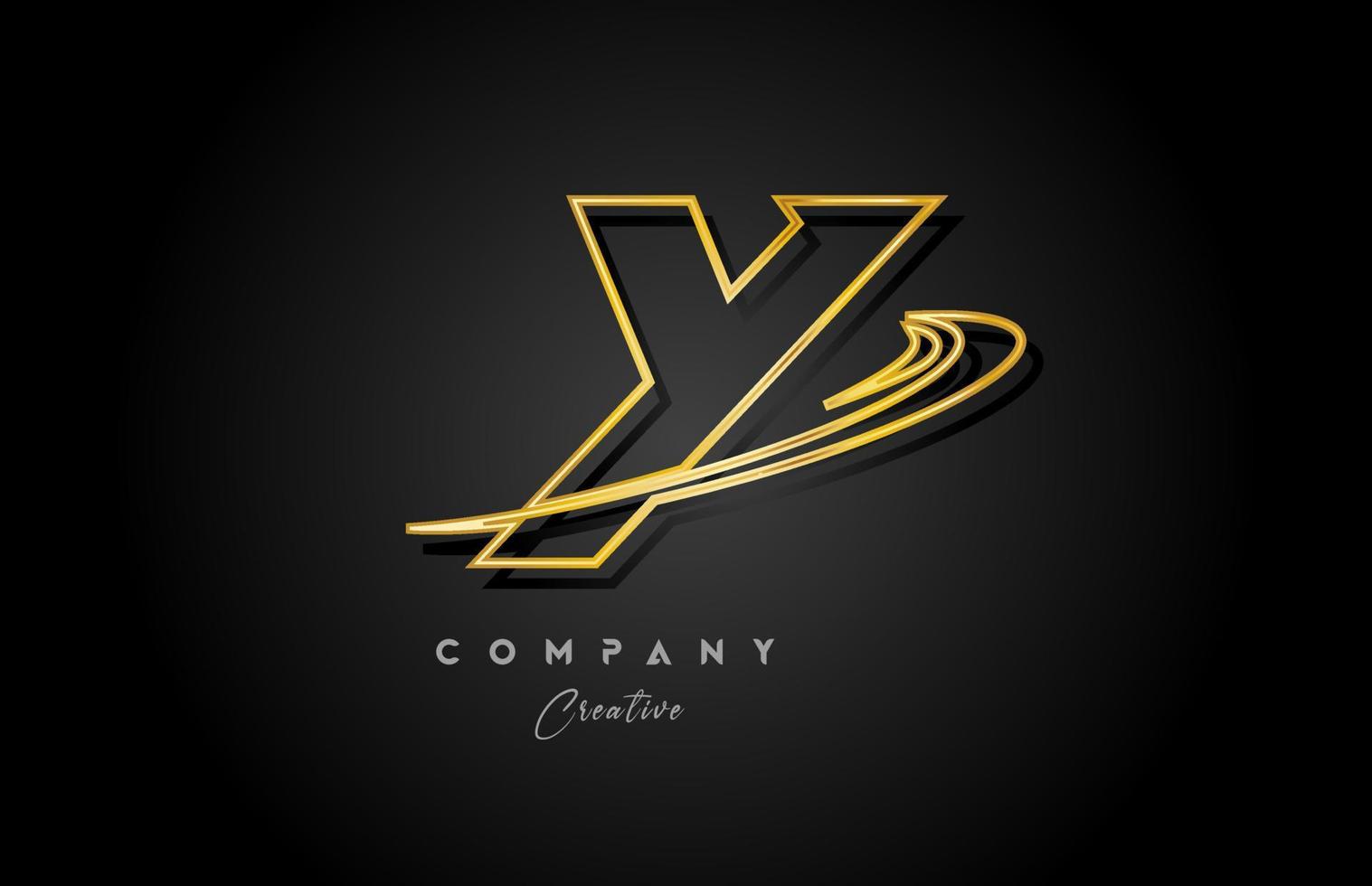 gold Y alphabet letter logo icon design with golden swoosh. Creative template for company and business vector