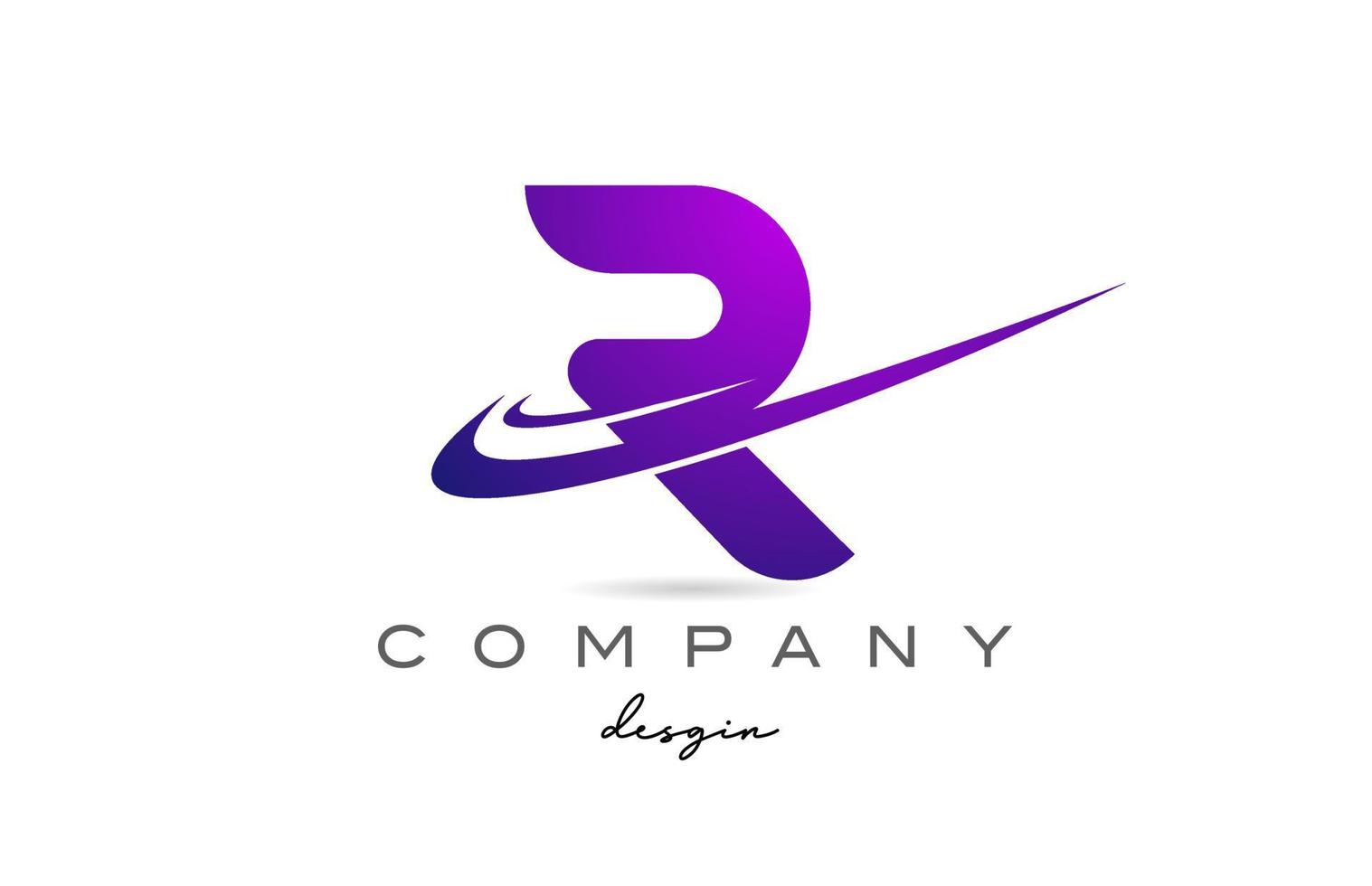 R purple alphabet letter logo with double swoosh. Corporate creative template design for business and company vector