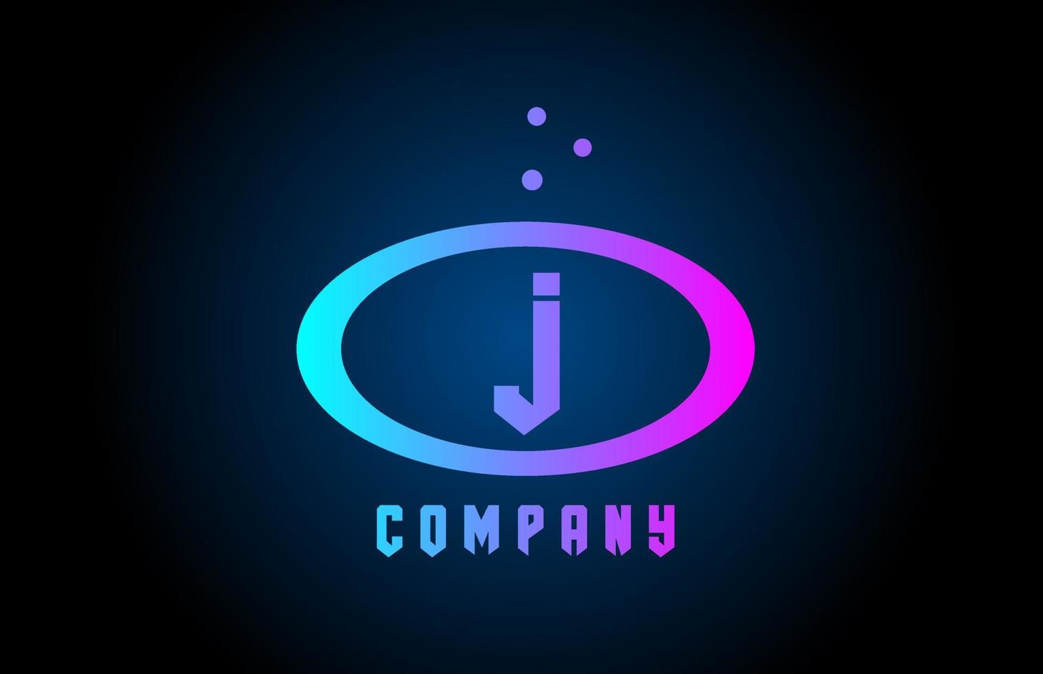 blue and pink J ellipse alphabet bold letter logo with dots. Corporate creative template design for company and business vector