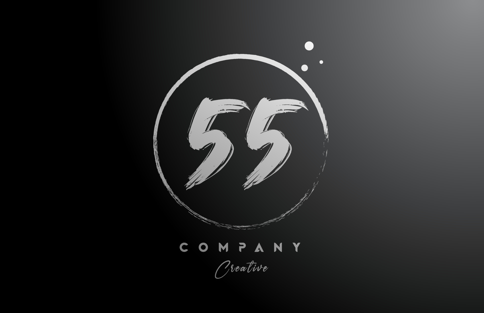 black white 55 number letter logo icon design with dots and circle
