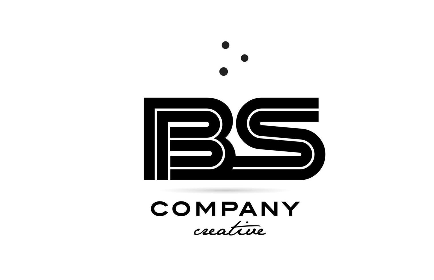 BS black and white combination alphabet bold letter logo with dots. Joined template design for business and company vector