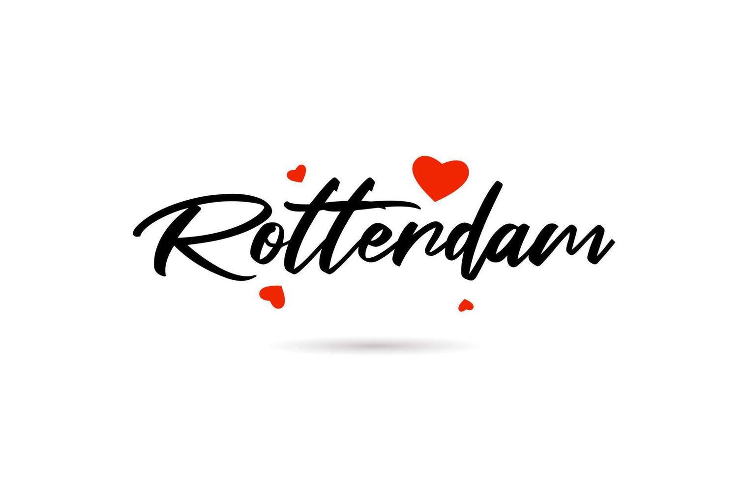 Rotterdam escrito ciudad tipografía texto con amor corazón vector