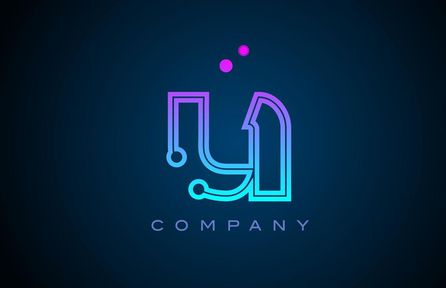 U alphabet letter logo icon design with pink blue color and dots. Creative template for business and company vector