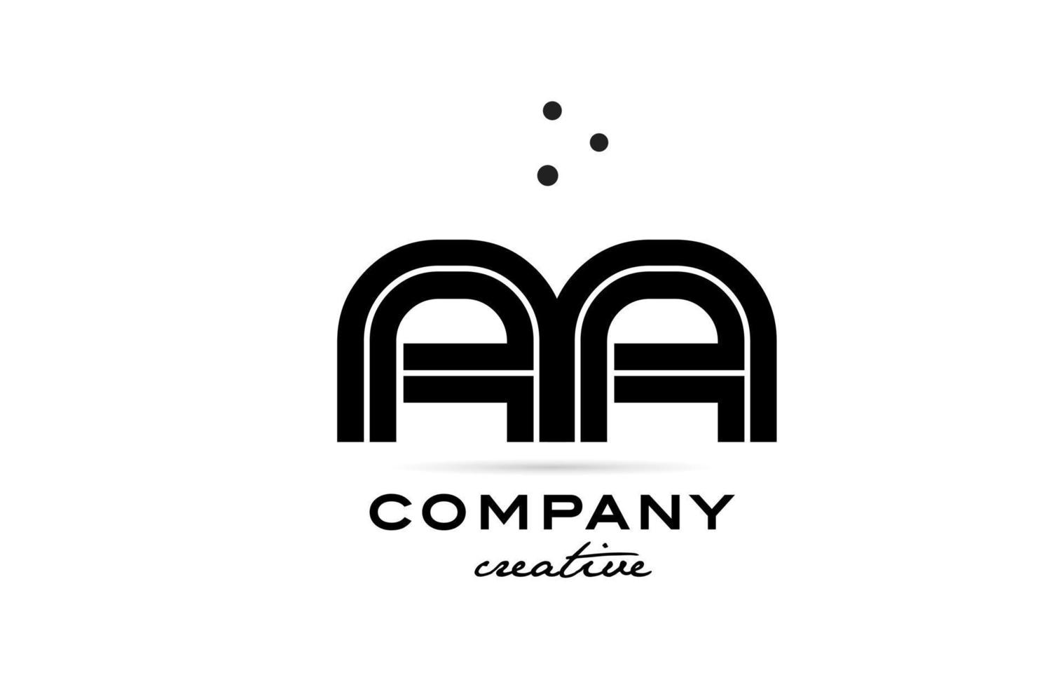 AA black and white combination alphabet bold letter logo with dots. Joined creative template design for company and business vector
