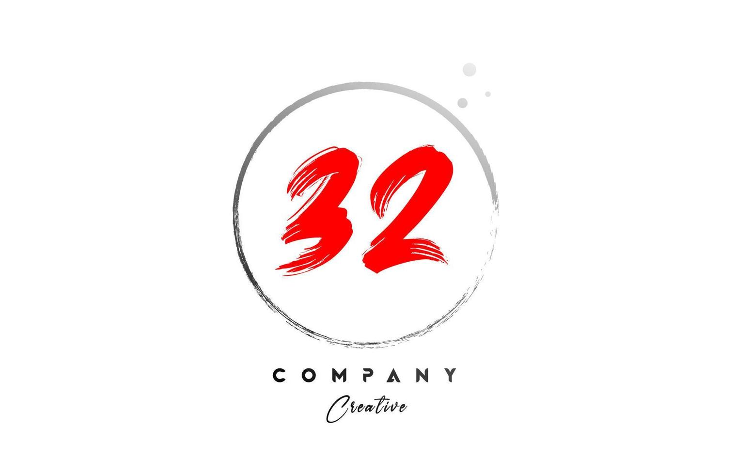 red grey 32 number letter logo icon design with dots and circle. Grunge creative gradient for business and company vector