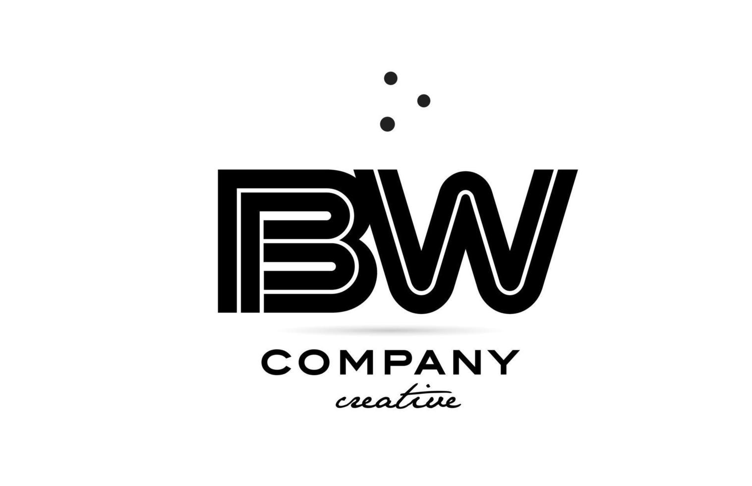 BW black and white combination alphabet bold letter logo with dots. Joined creative template design for company and business vector