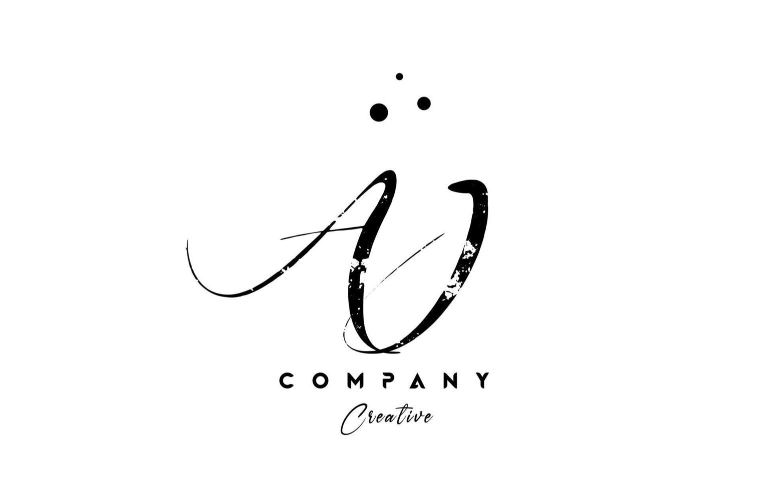 handwritten vintage AJ alphabet letter logo icon combination design with dots vector