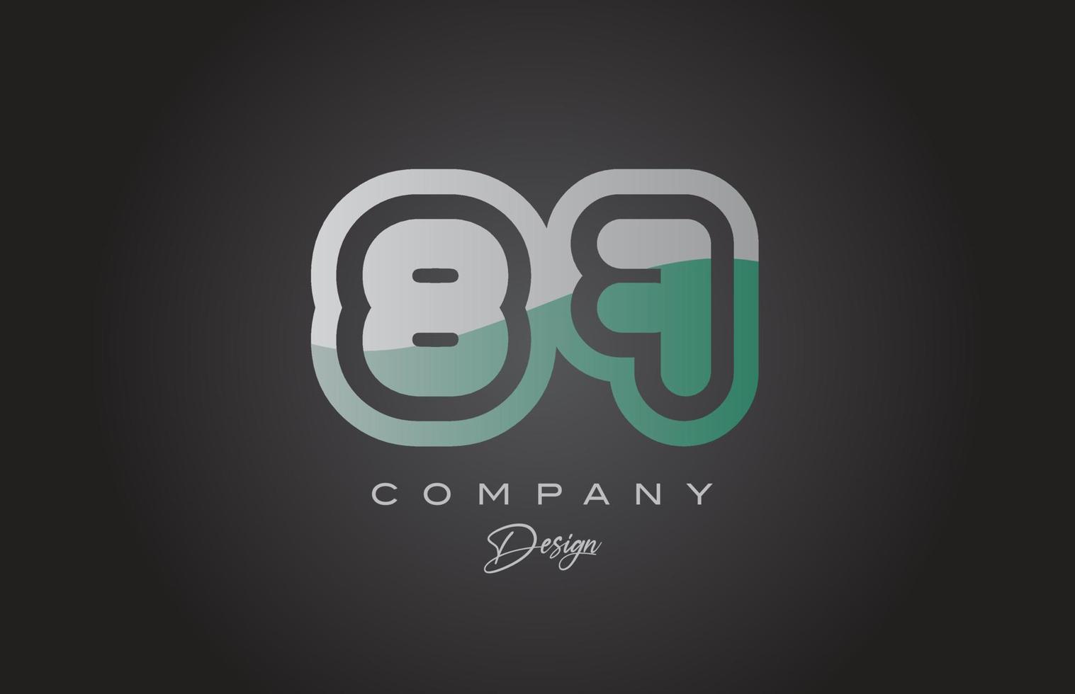 87 green grey number logo icon design. Creative template for company and business vector