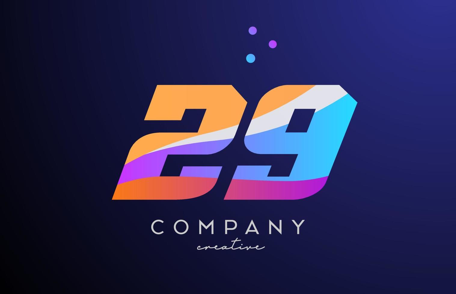 de colores número 29 logo icono con puntos amarillo azul rosado modelo diseño para un empresa y negocios vector