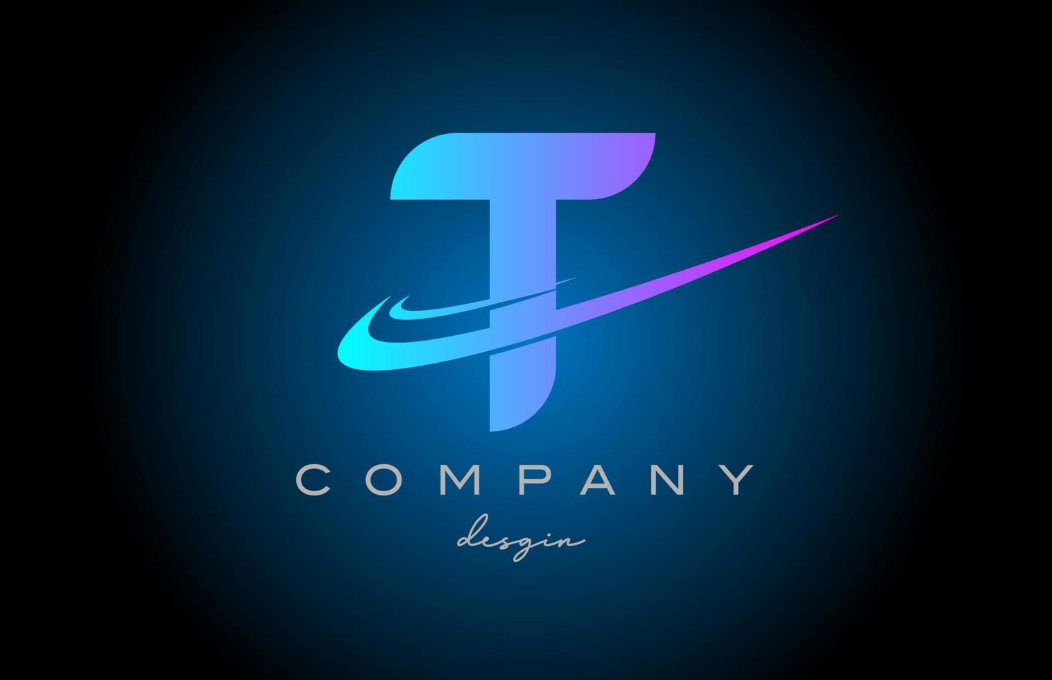 t rosado azul alfabeto letra logo con doble silbido. corporativo creativo modelo diseño para empresa y negocio vector