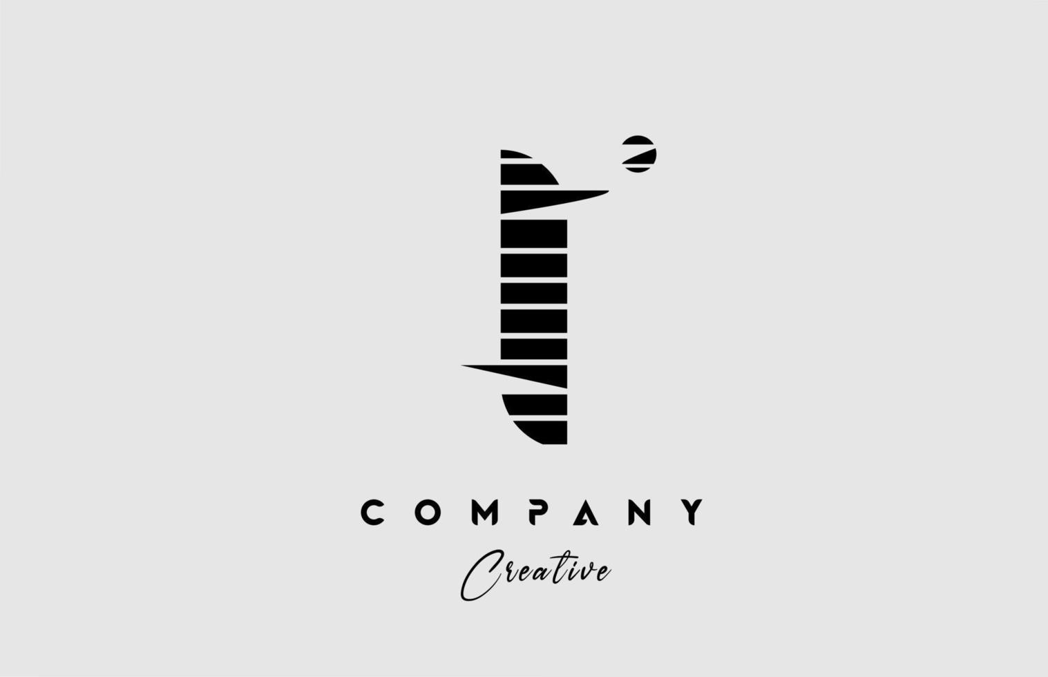 líneas yo alfabeto letra logo icono diseño en negro y blanco. creativo modelo para empresa y negocio con rayas vector