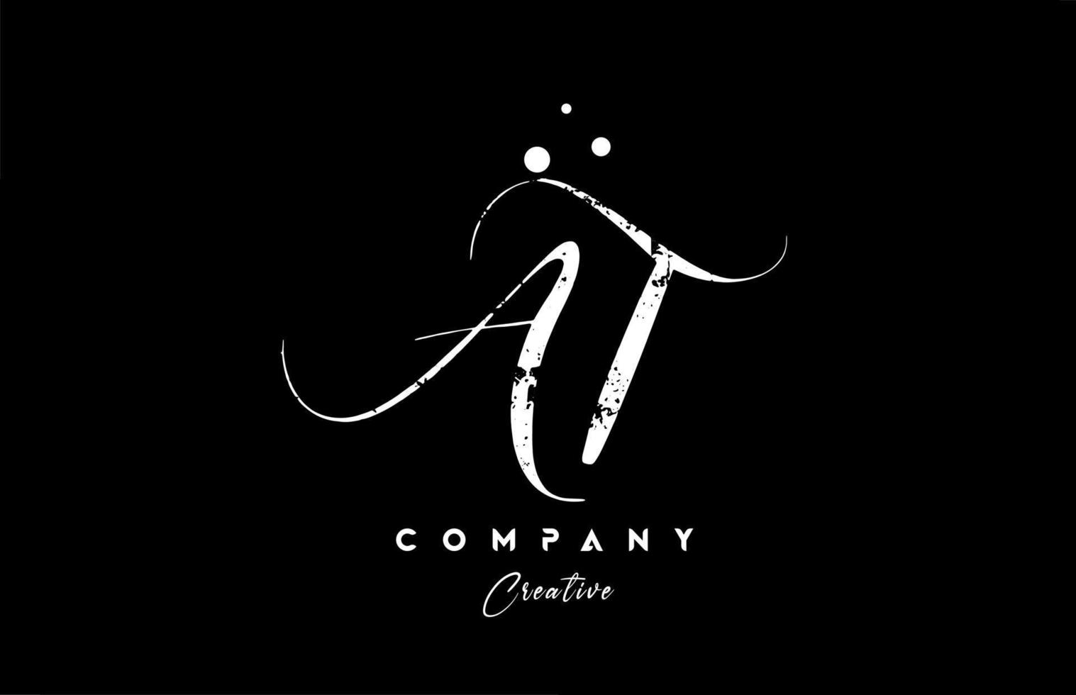 vintage AT alphabet letter logo icon combination design with dots. Creative hand written template for company vector