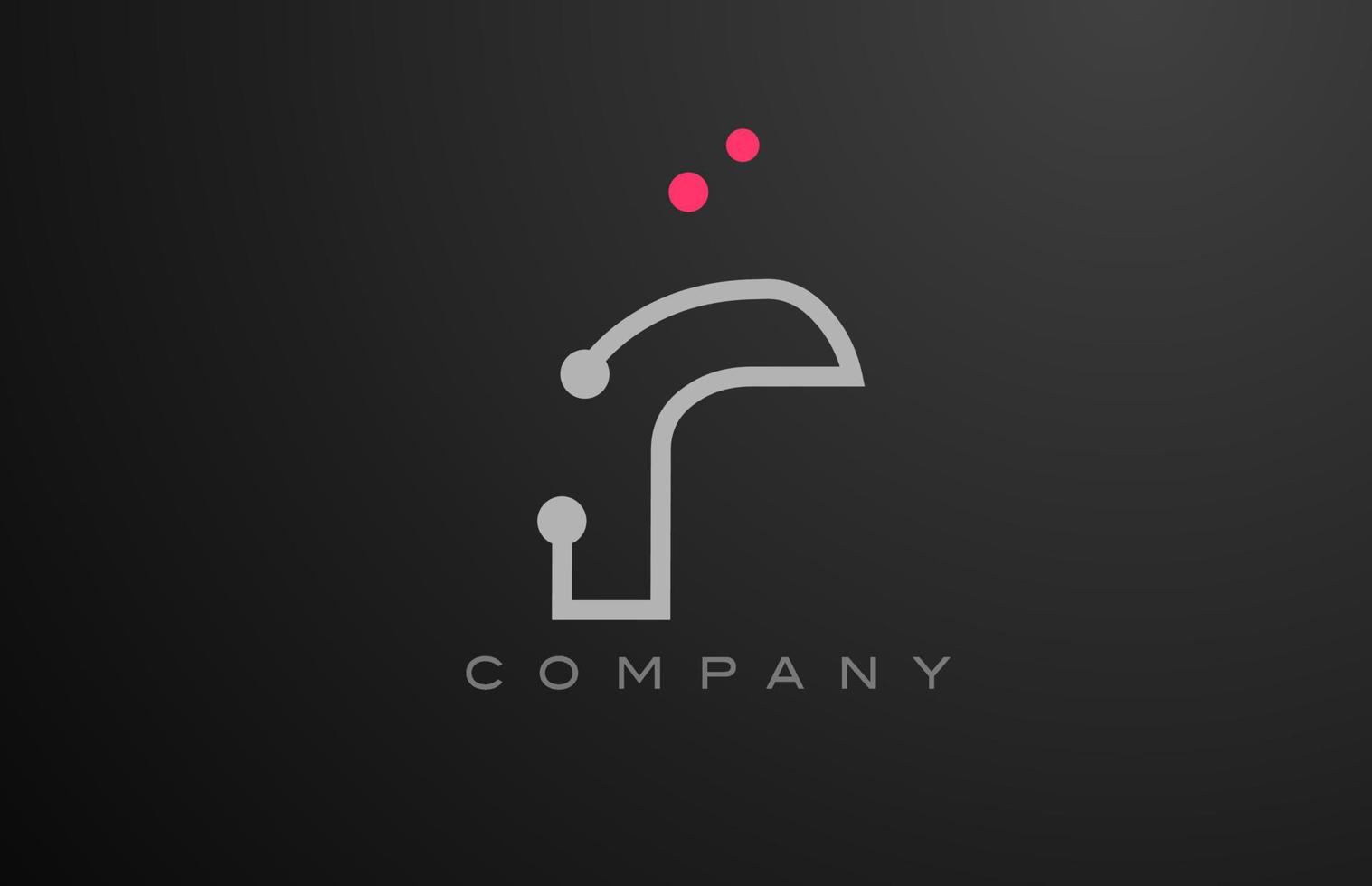 grey R alphabet letter logo icon design with pink dot. Creative template for business and company vector