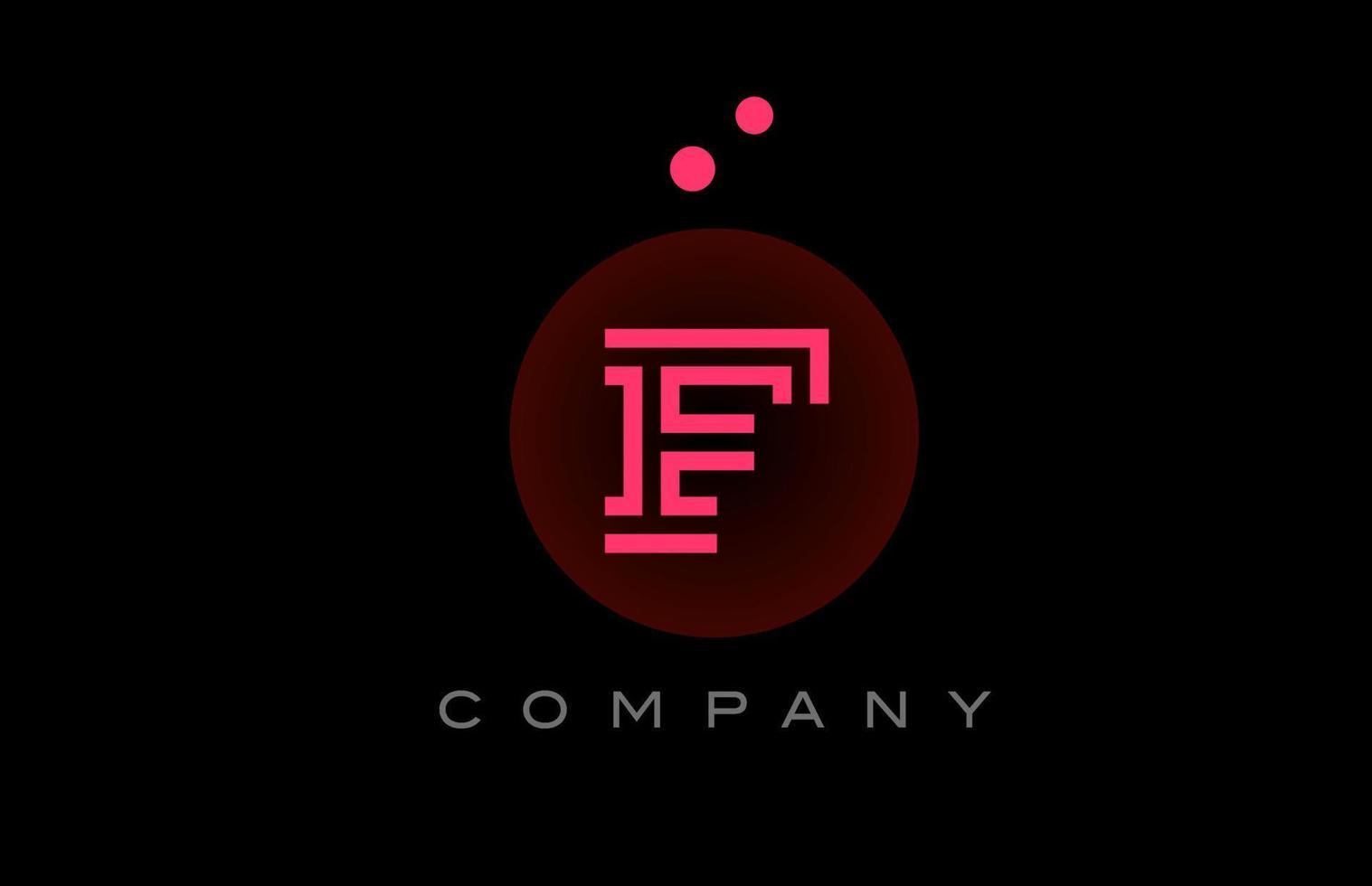 black pink F alphabet letter logo icon with dots and circle. Template design for company and business vector