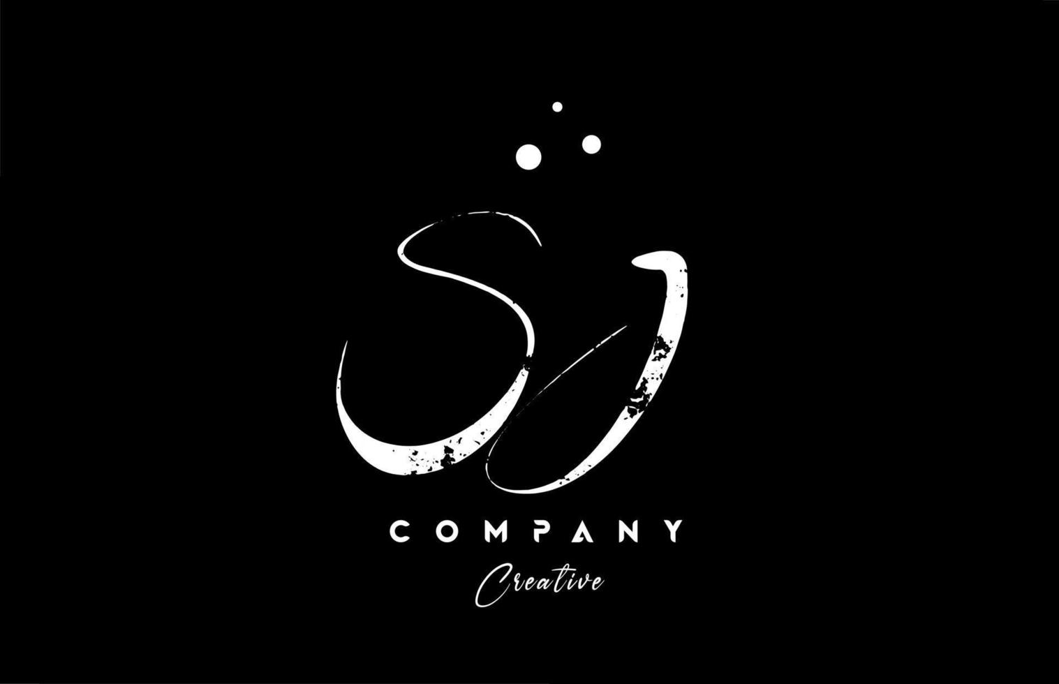 vintage SJ alphabet letter logo icon combination design with dots. Creative hand written template for company vector