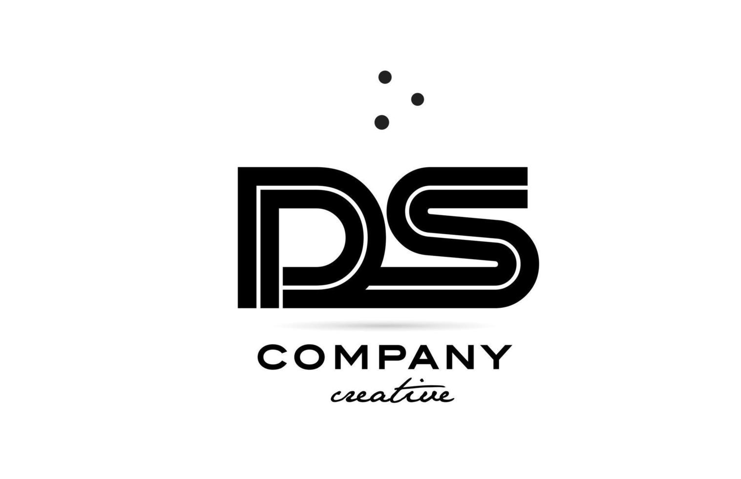 DS black and white combination alphabet bold letter logo with dots. Joined template design for business and company vector