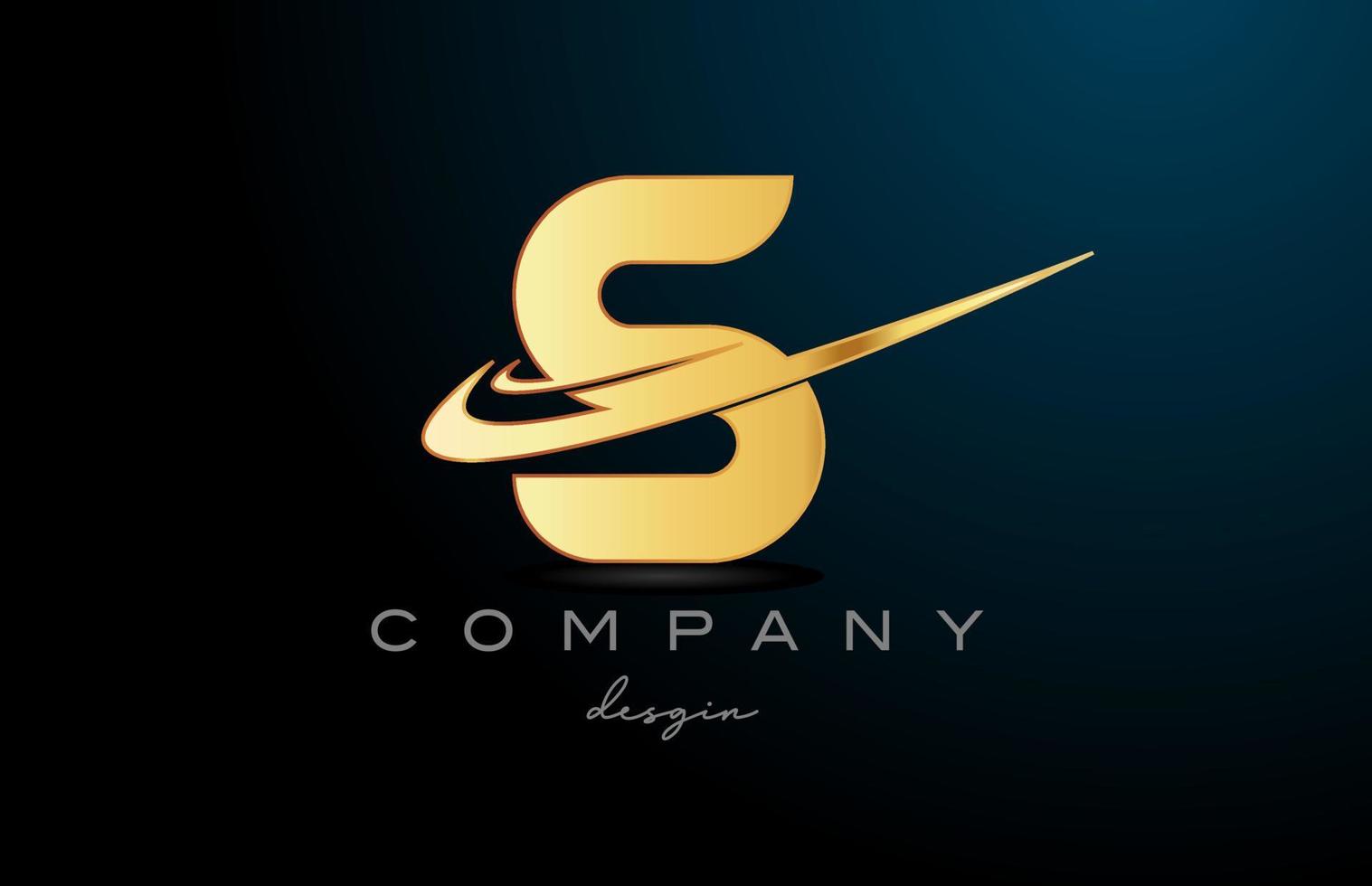 S alphabet letter logo with double swoosh in gold golden color. Corporate creative template design for company vector