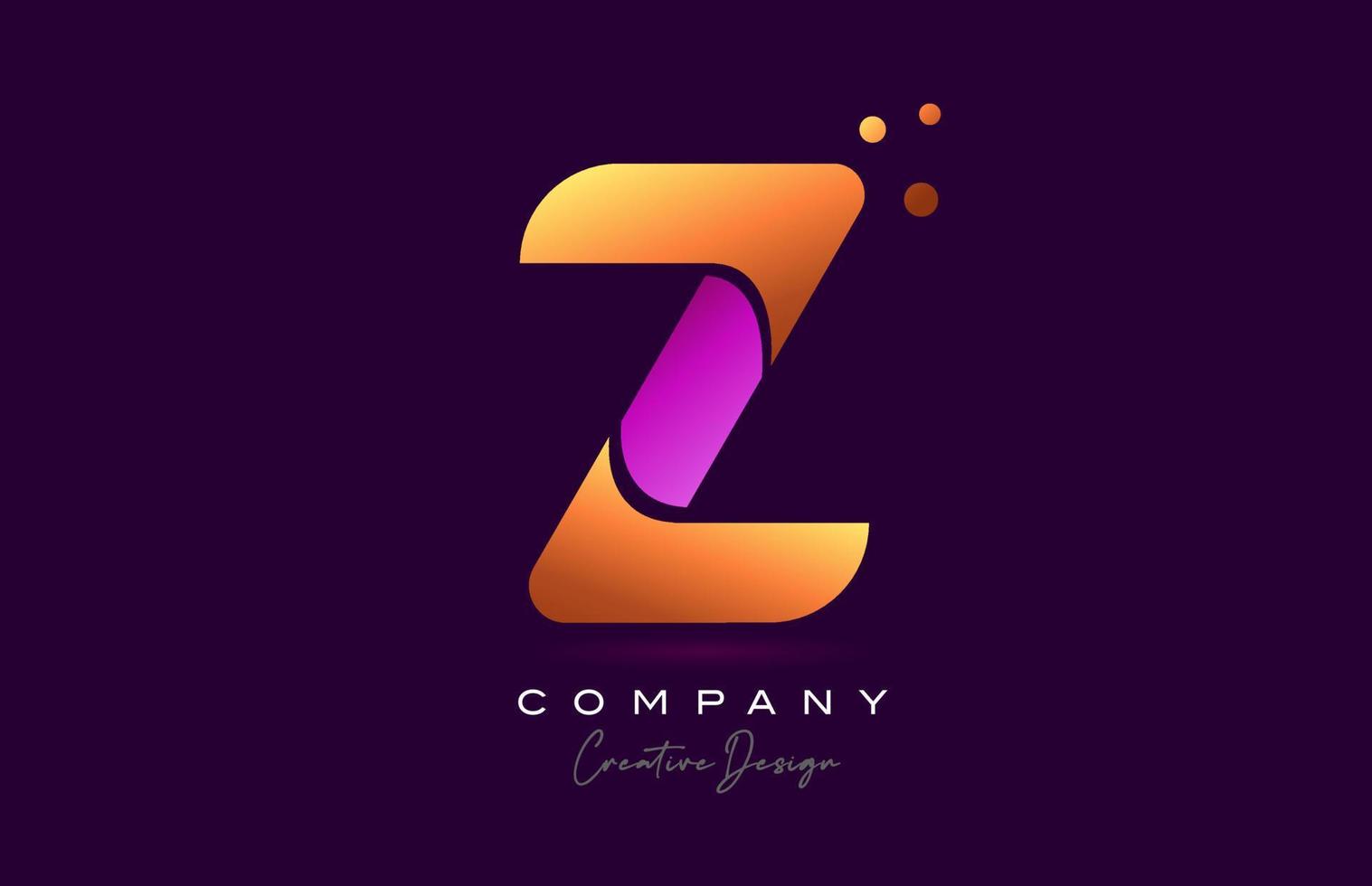 Z pink yellow alphabet letter logo icon design. Creative template for business and company vector