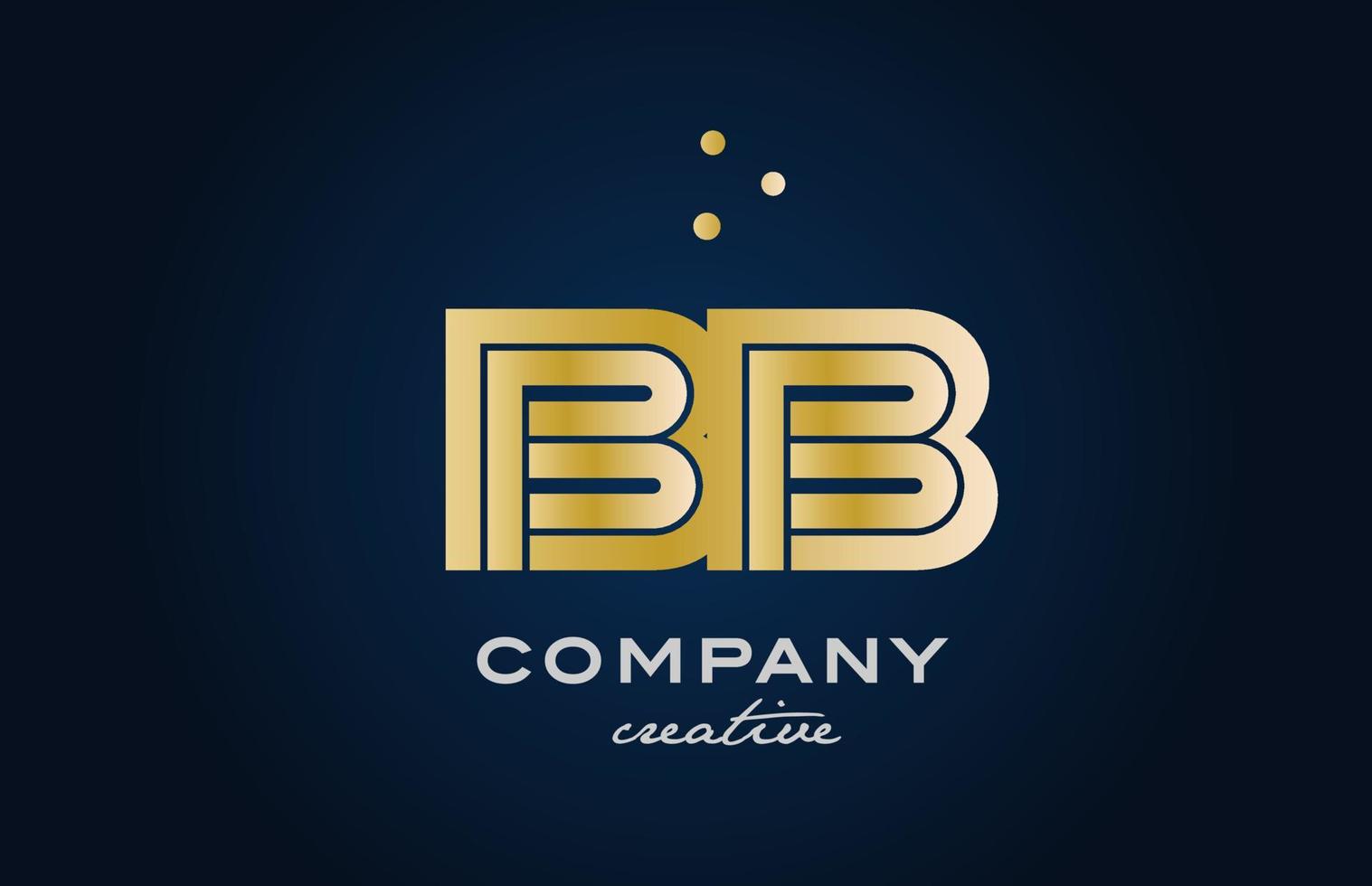 gold golden BB combination alphabet bold letter logo with dots. Joined creative template design for company and business vector