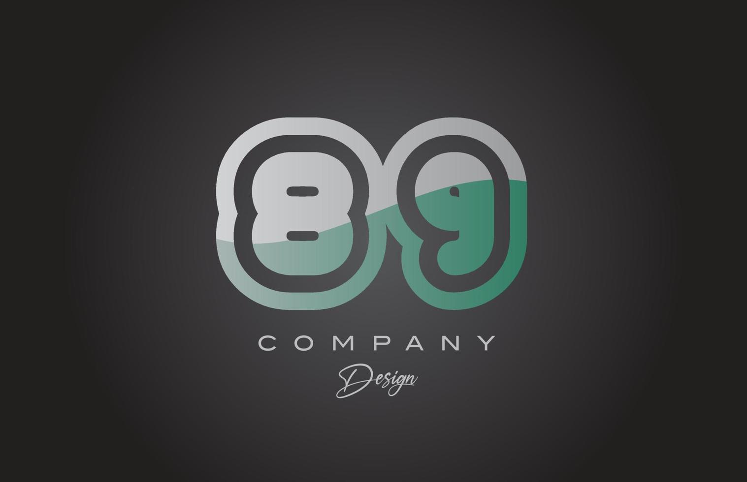 89 green grey number logo icon design. Creative template for company and business vector