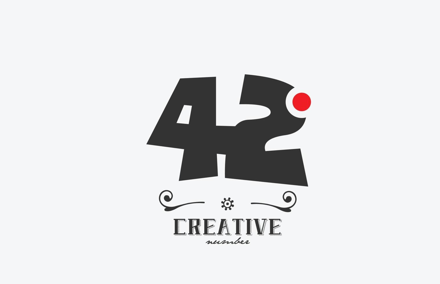 grey 42 number logo icon design with red dot. Creative template for company and business vector