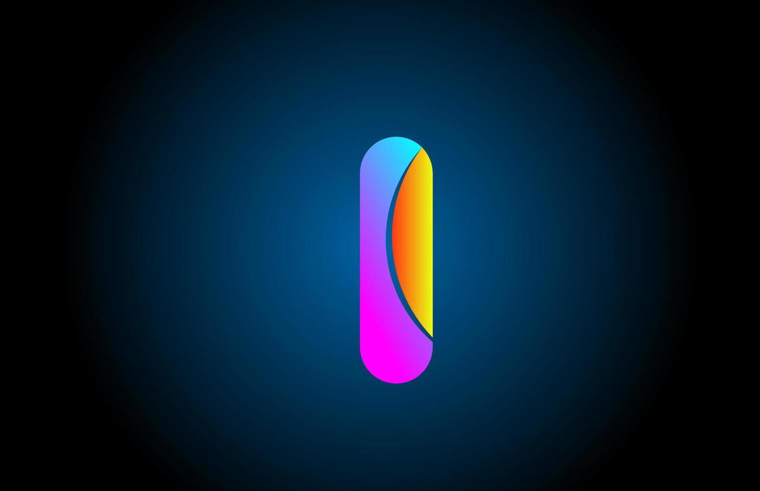 Colorful I alphabet letter logo icon design with blue yellow color. Colored creative template for company and business vector