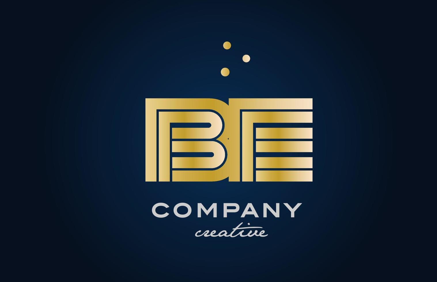 gold golden BE combination alphabet bold letter logo with dots. Joined creative template design for company and business vector