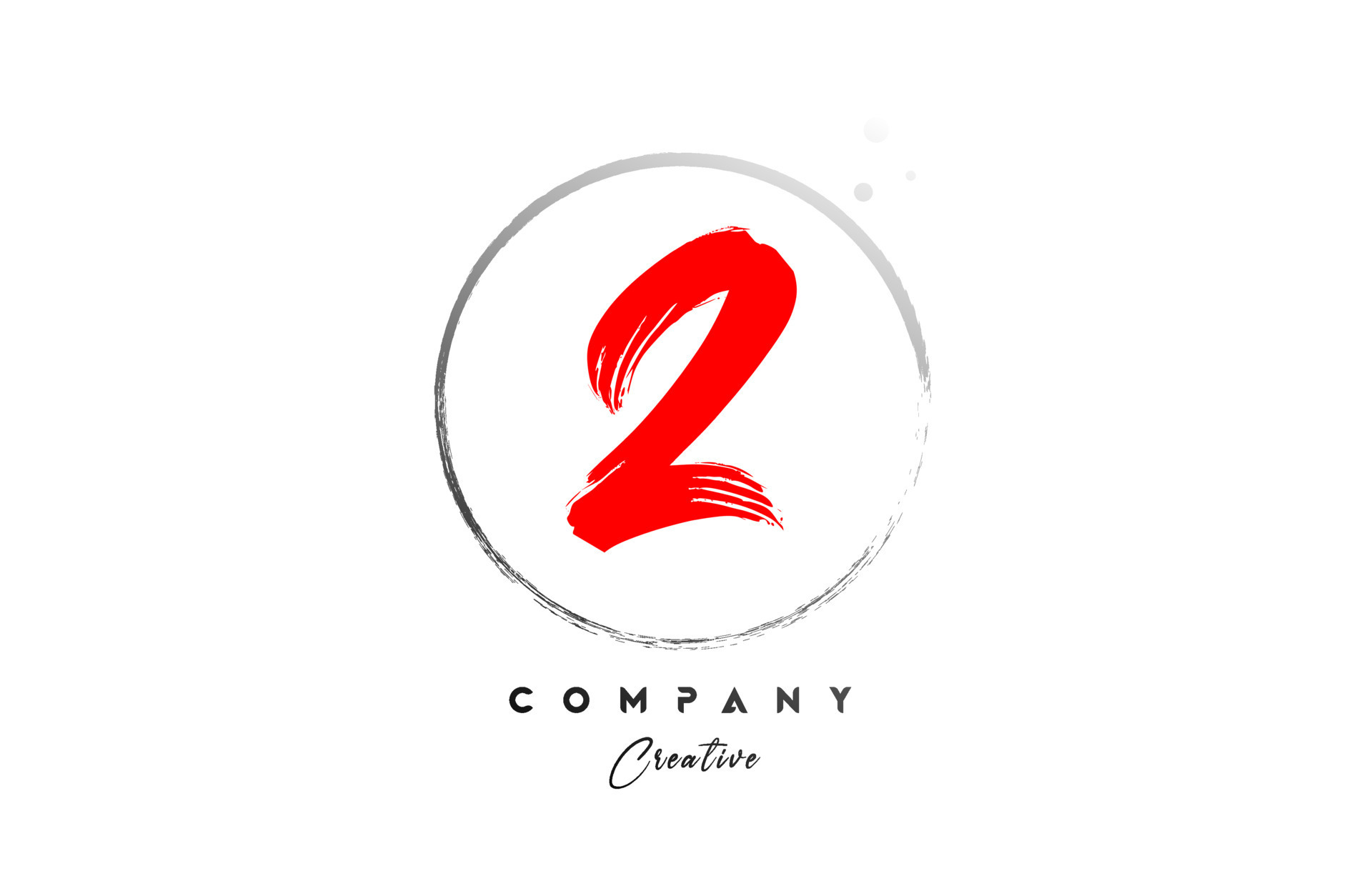 rojo gris 2 número letra logo icono diseño con puntos y círculo. grunge