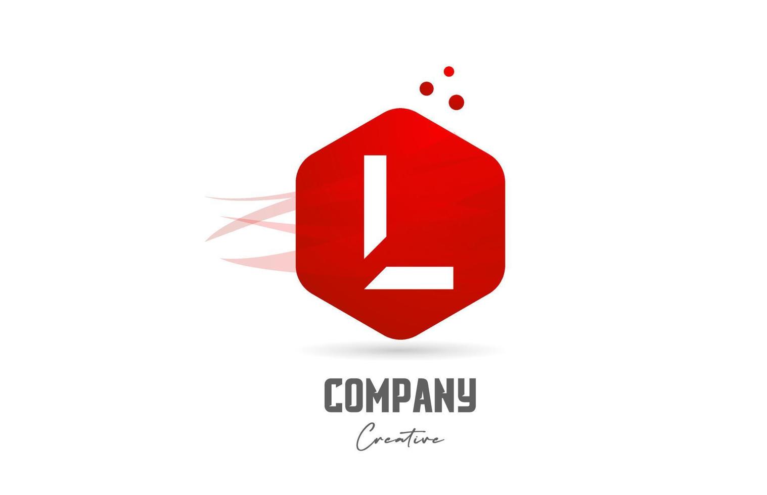 l rojo hexágono letra alfabeto logo icono diseño. creativo modelo para negocio y empresa vector