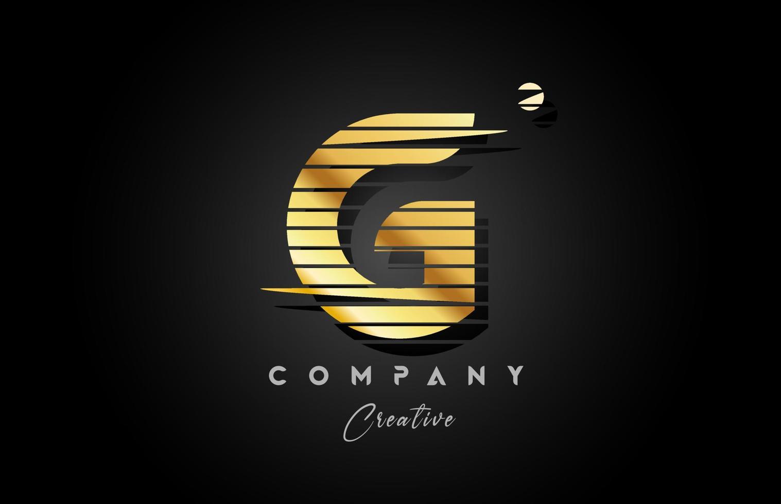 gold golden G alphabet letter logo icon design with line stripe and circle. Creative template for business and company vector