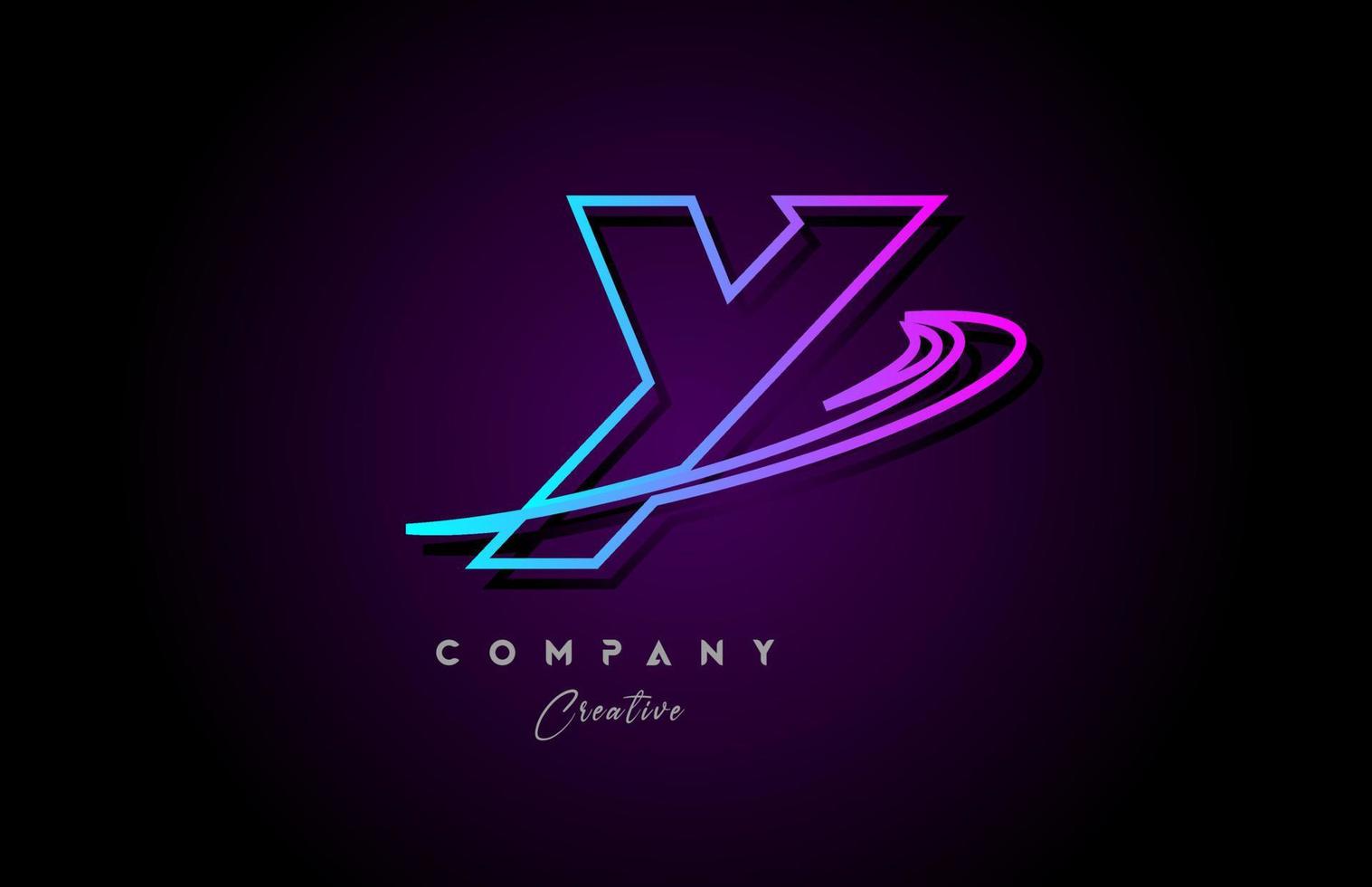 blue and pink alphabet Y letter logo icon design with swoosh. Creative template for company and business vector