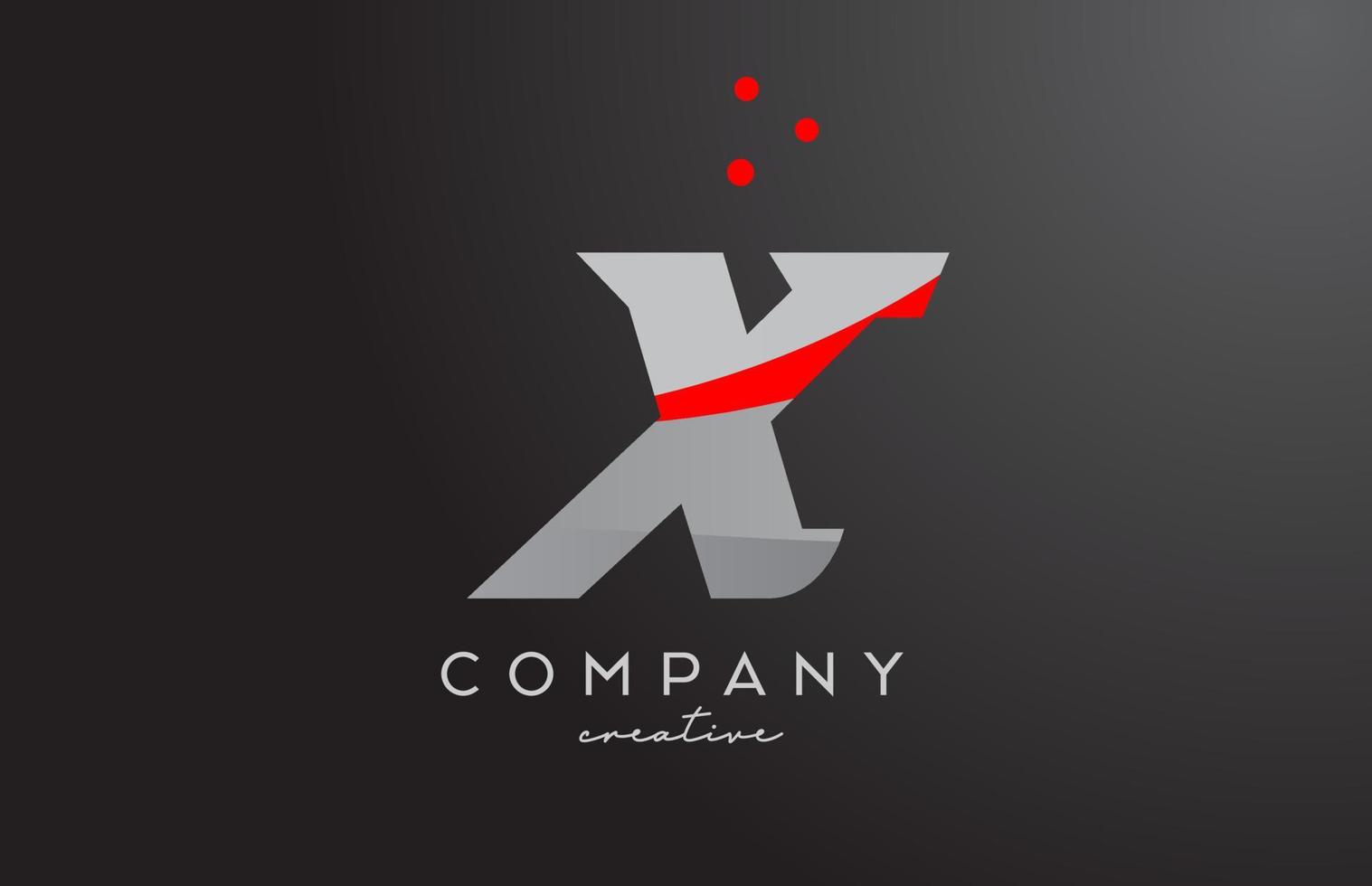 grey red dots X alphabet bold letter logo. Creative template design for company and business vector